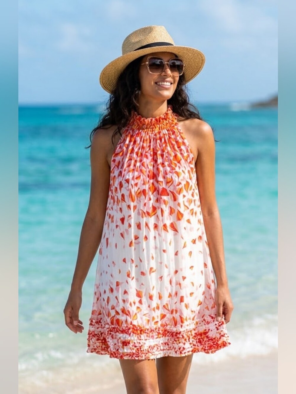 NWT Poupette St Barth Crinkle A Line Dress M/L